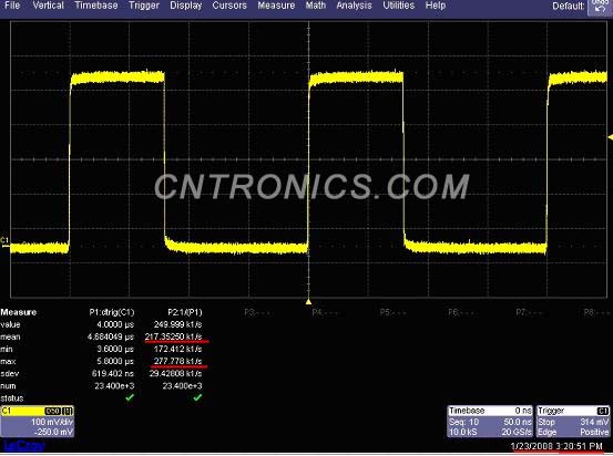 图二 力科的顺序模式的波形捕获率为平均每秒21.7万次,最大达到每秒27.7万次