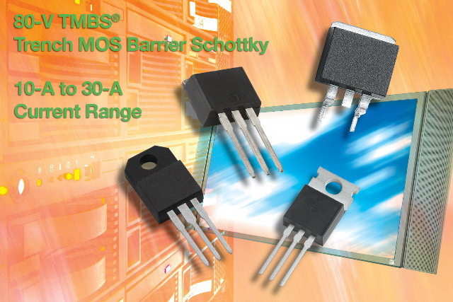Vishay新型80V TMBS&reg; Trench MOS势垒肖特基整流器