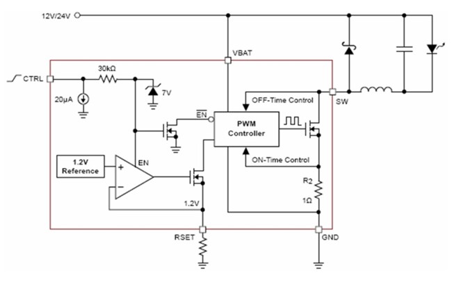 图5:CAT4201 1-3 W DC-DC LED方案