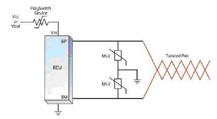 利用一个PolySwitch设备进行过电流保护