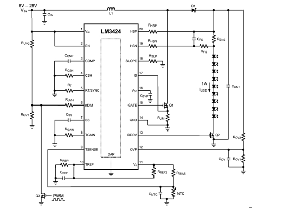 LM3424升压LED驱动器