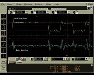 测量BGA封装中的并发开关噪声。