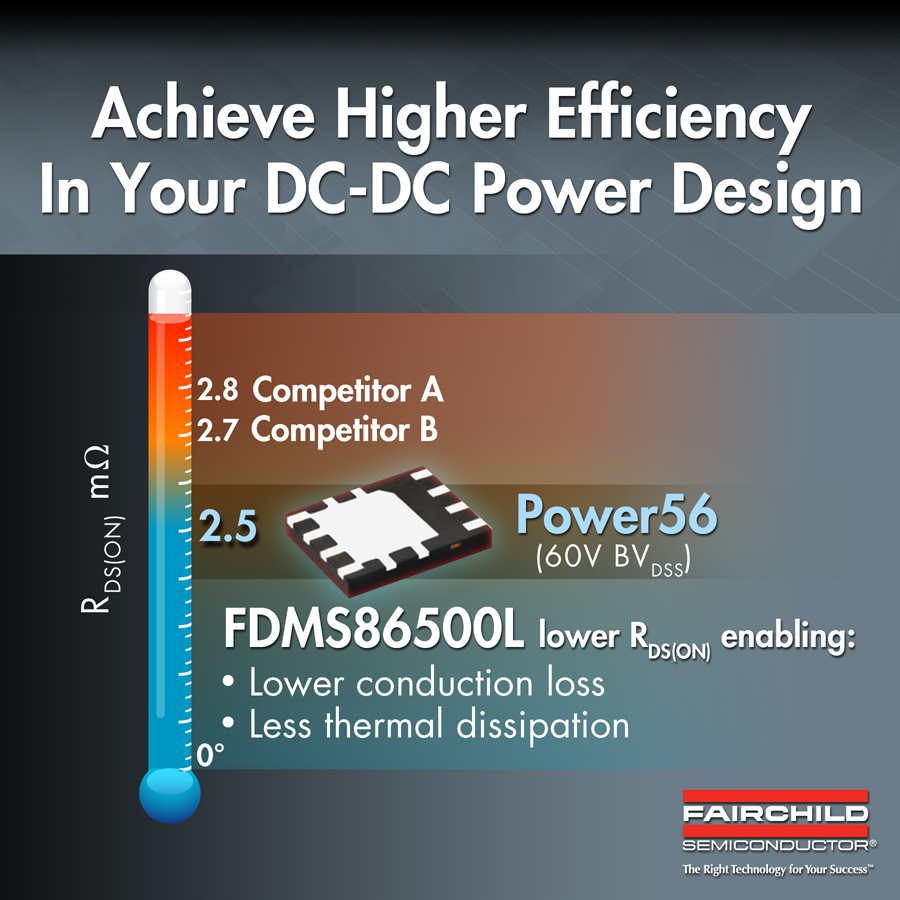 FDMS86500L:飞兆半导体推出PowerTrench® MOSFET器件用于DC-DC电源