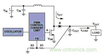 升压调节器集成振荡器、PWM控制环路和开关FET