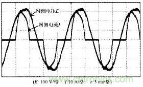 传统感应加热电源网侧电压与电流波形