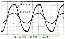 引入APFC校正后的电网电压与电流波形