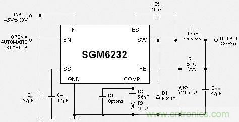 图题：非同步降压开关稳压器