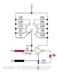 这个单门构成的开路测试仪有可调的检测阀值