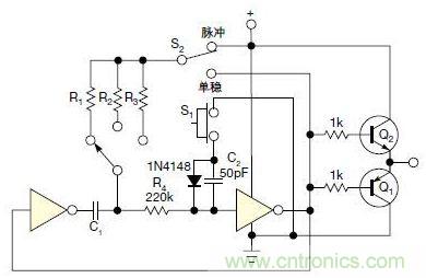 互补双极晶体管增加了振荡器以及单脉冲发生器的输出电流
