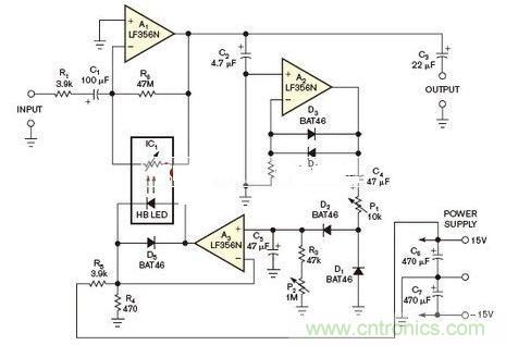 图3:自适应放大系统在反馈回路中设有光耦合器