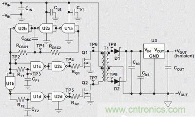 隔离式 3.3V 到5V 推拉式转换器