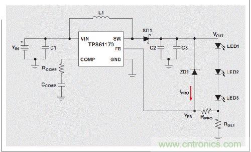 图2：有开路?；?LED驱动器电路