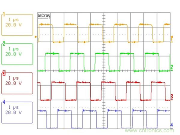 所有四个相位的漏－源电压波形