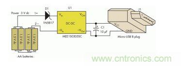 用5号电池做USB手机充电器