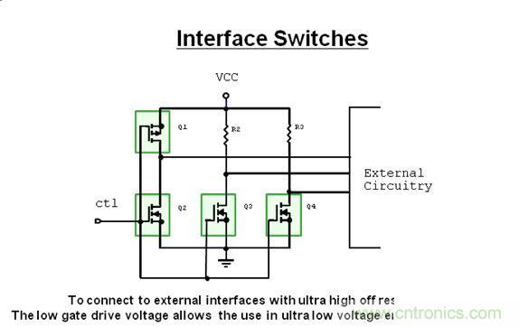 接口开关电路中的小信号MOSFET