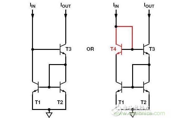 威尔逊电流镜T4为可选器件，但使用它可改善精度和动态范围