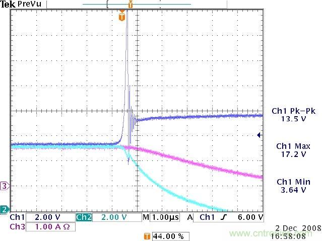 图8：开关关闭时各种电压变化的测量结果