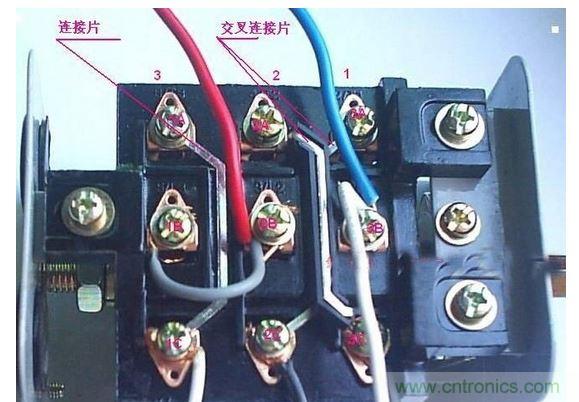 实际的倒顺开关与电机接线图