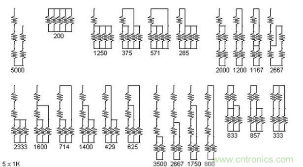 5个电阻我想出了23种组合?；褂衅渌楹下?？