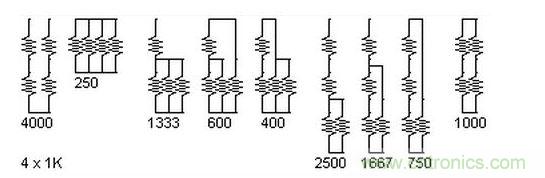 5个电阻我想出了23种组合?；褂衅渌楹下?？