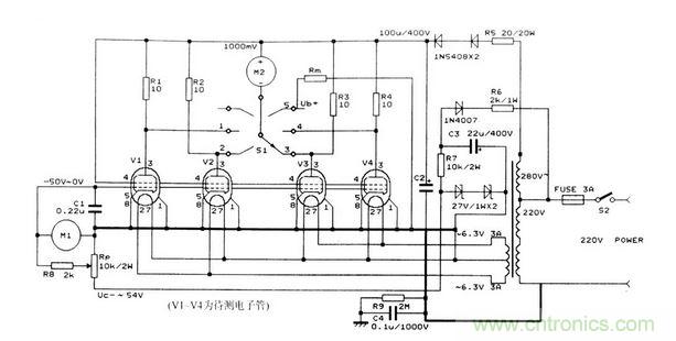 简单实用的电子管测试装置电路