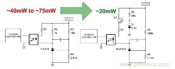 20 mW~55 mW 损耗的任何部分都可以从稳压电路中去除掉