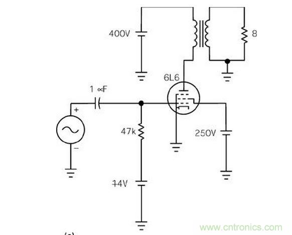 五极管（a）能输出比三极管（b）大得多的功率，但采用升压三极管配置除外（c）