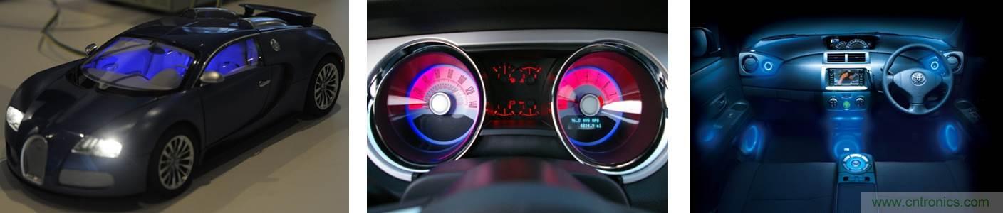图2:RGB驱动器用于汽车内部照明