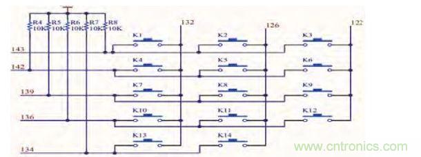矩阵键盘原理图