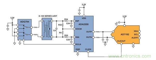 简化LVDT位置检测电路