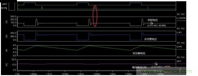 反射电压原边反馈仿真波形