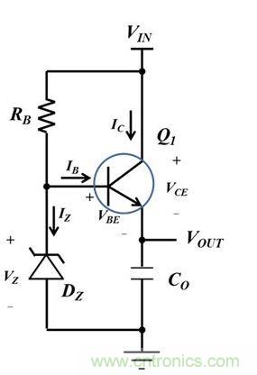 简单的串联稳压器。