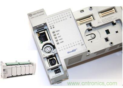 图1：Allen-Bradley Micro850可编程逻辑控制器(PLC)的价格约为500美元，是高度坚固、可配置、隔离性和易用性方面的标杆，尽管有PC/嵌入式计算设备的竞争，仍在工厂自动化领域中保持着强势地位。