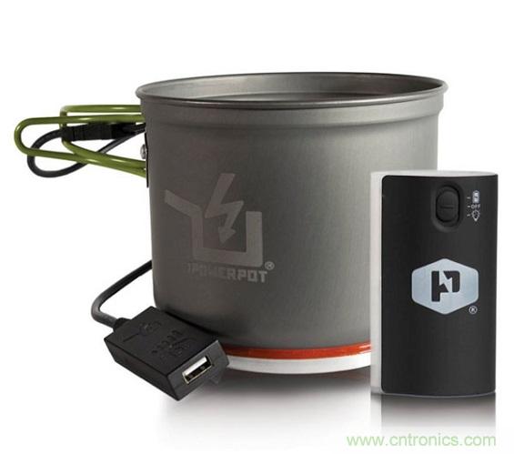 图6：Powerpot设备利用热源发电，使用者能一边烹煮食物一边为移动设备充电。