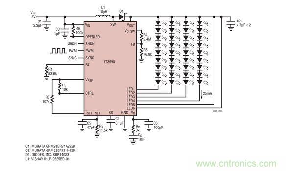 驱动器用于 20 个白光 LED