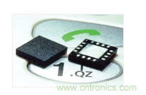  MEMS加速度计，封装尺寸为4mm &times; 4mm &times; 1.45mm。