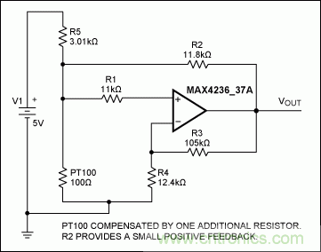 PT100温度传感器的正温度系数补偿