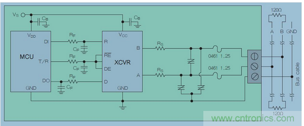 在高暴露环境中的RS-485总线的电路?；な疽馔贾校贤祭嗨?ldquo;Z&rdquo;字形的符号可代表多种过压?；そ饩龇桨?，包括Q2L系列SIDACtor?；ぞд⒐?图7)。