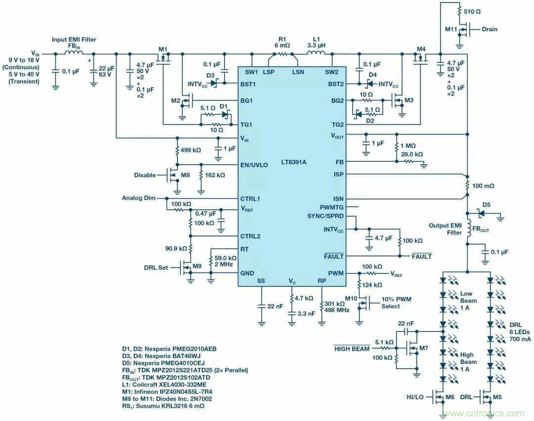 一颗芯驱动整个车前灯组，这个控制器是怎么做到滴？