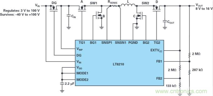 4开关降压-升压控制器，具备直通功能，可以消除开关噪声
