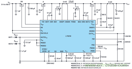 为汽车电子系统提供供电和保护，无开关噪声，效率高达99.9%