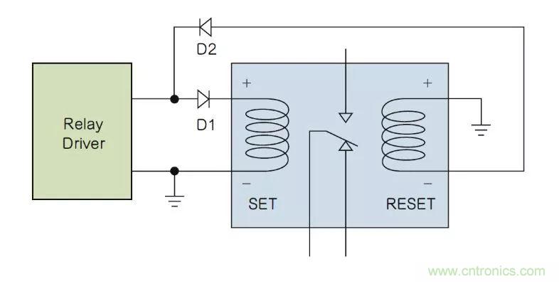 如何利用二极管电路实现双线圈锁存继电器？