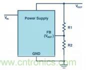 如何使用电源设计中的分压器调节输出电压？