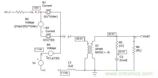 带漏电感的反激式转换器平均模型