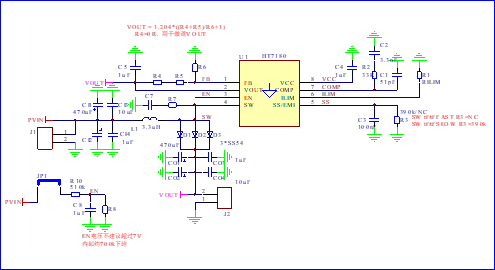HT7180 3.7V升12V/2A内置MOS大电流升压IC解决方案