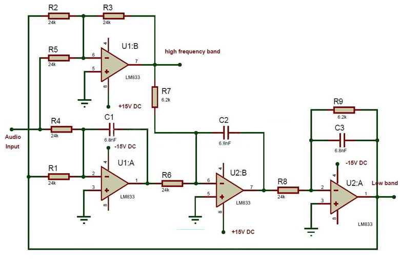 有源音频交叉电路