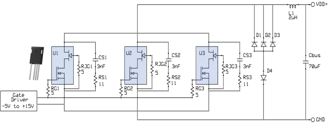 使用双栅极配置的 SiC FET 进行电路?；? width=
