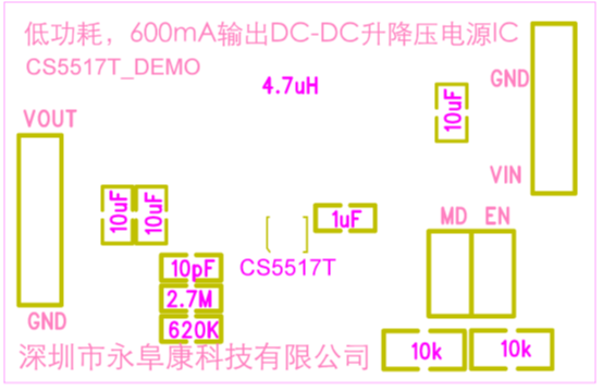 如何运用升降压芯片CS5517实现锂电池稳定输出3.3V/3.6V（1.2-5V）的电压？