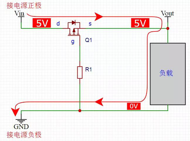 MOS管防电源反接电路 MOS管防电源反接电路