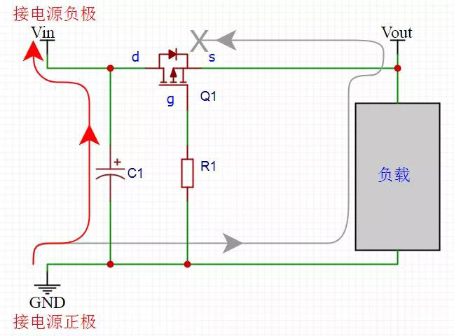 MOS管防电源反接电路 MOS管防电源反接电路
